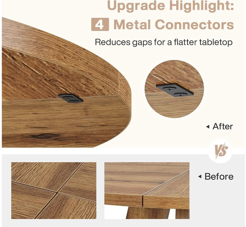 47” Round Farmhouse Dining Table – Rustic Wood Finish — thumbnail 4