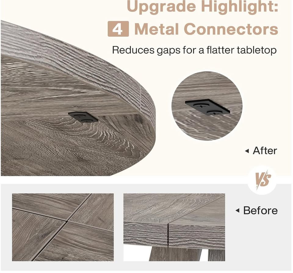 47” Round Farmhouse Dining Table – Rustic Grey — thumbnail 3