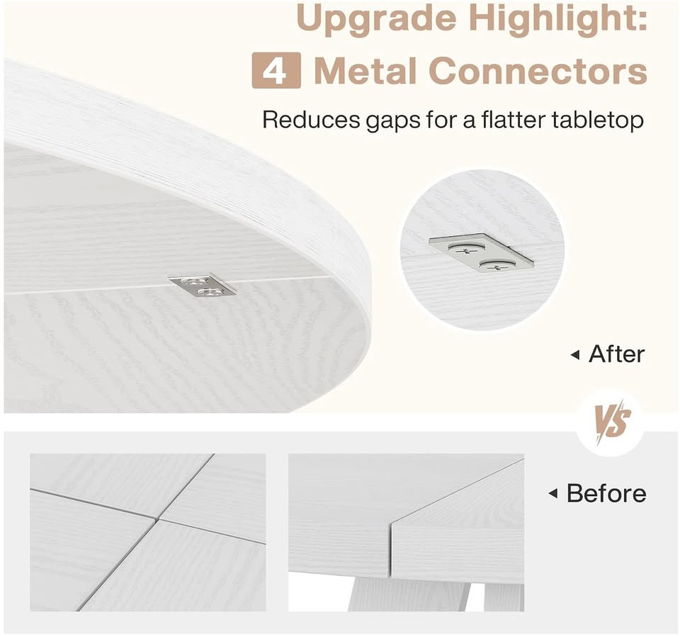47” Round Dining Table – White Farmhouse Style — thumbnail 3