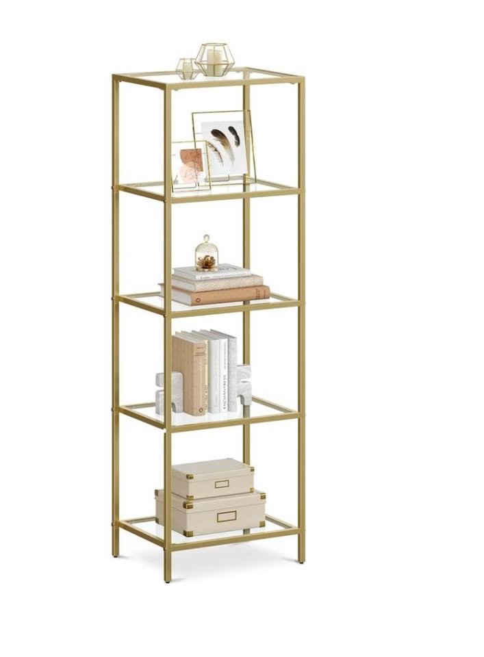 5-Tier Glass Display Shelf – Gold
