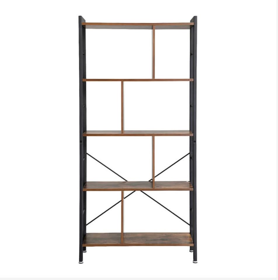 Industrial Bookcase / Storage Shelf – Rustic Brown & Black